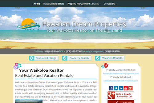 Hawaiian Dream Properties Web Development
